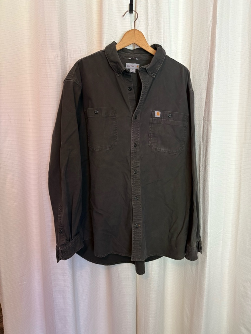 Carhartt Men's Brown Long-Sleeve Button-Down Work Shirt